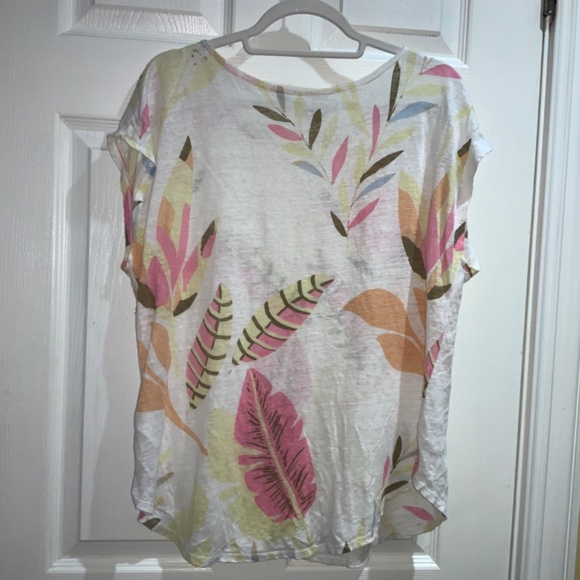 Cynthia Rowley Linen floral shirt Sz XL cap sleeves - Picture 4 of 6